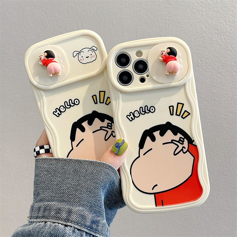 Thích hợp cho iphone 11 12 pro max x xr xs max se 8 plus iphone 13 pro max iphone 14 pro max hi shinnosuke phone case with little toy