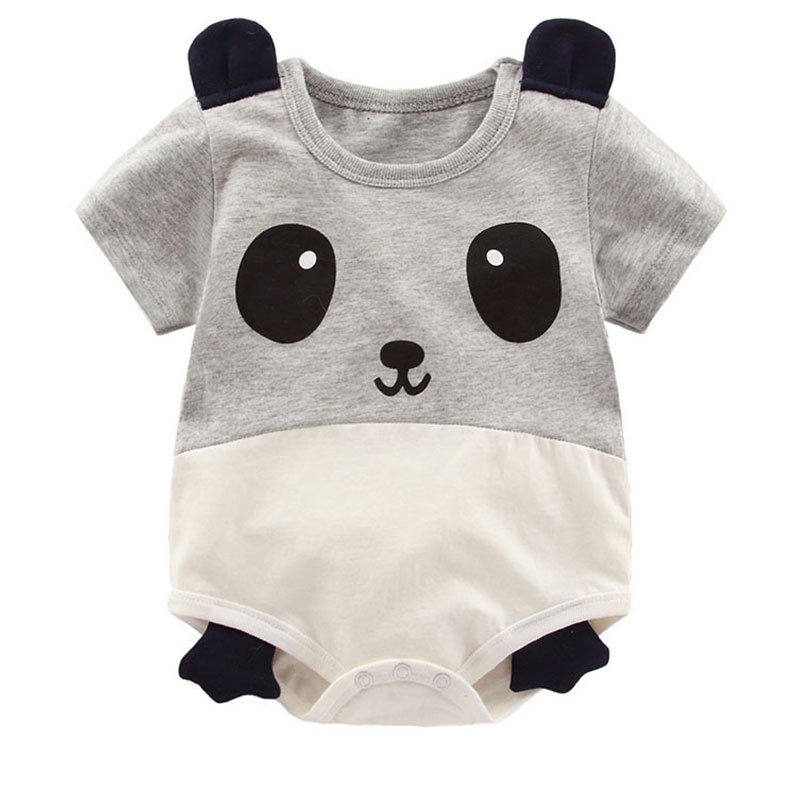 Phim hoạt hình panda-baby rompers quần áo hoạt hình cho trẻ sơ sinh áo liền quần mùa hè cho bé trai 100 ngày tuổi một tháng tuổi bộ đồ trẻ em mùa hè mỏng ba chiều hình dạng romper