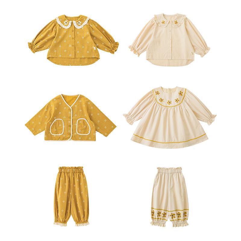 Set Áo Sơ Mi Cổ Búp Bê Và Đầm Thời Trang Mùa Thu Cho Bé Gái