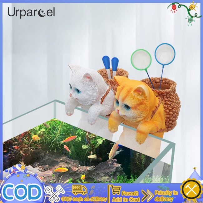 Urparcel bể cá sáng tạo dễ thương ba lô treo mèo đồ trang trí sống động như thật trang trí cảnh quan hồ cá