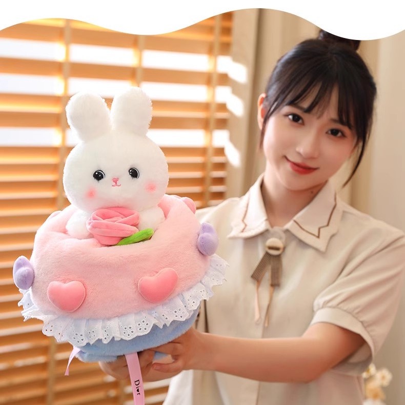 Panda ~ dBúp bê nhồi bông thỏ dễ thương  Hồng bé gái trái tim công chúa Thỏ bó hoa Búp bê thỏ Búp bê gối mềm Siêu dễ thương Quà tặng ngày lễ tình nhân Quà tặng sinh nhật 0183