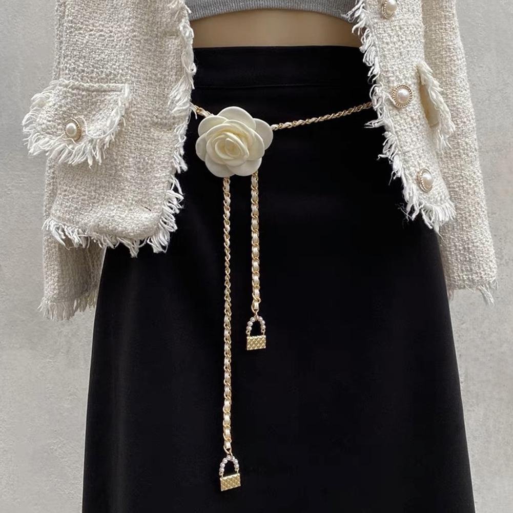 Dây Xích Đeo Hông Bằng Kim Loại Họa Tiết Hoa Trà Trang Trí Đầm y0t4