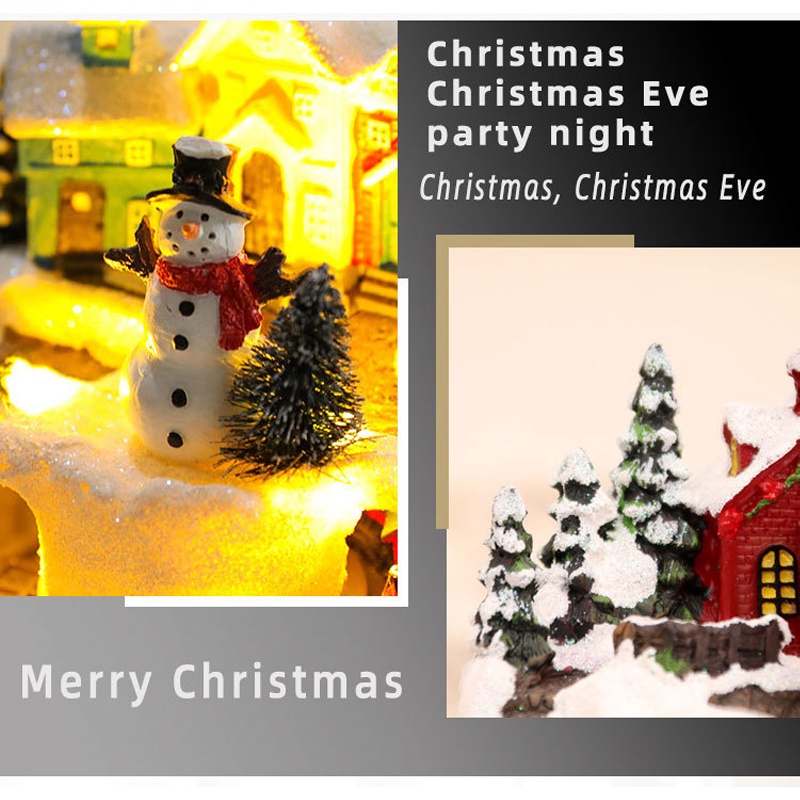 Trang Trí Giáng Sinh Nhựa Tác Phẩm Điêu Khắc Trang Trí Đồ Dùng Ngôi Nhà Tuyết Phát Sáng Đồ Trang Trí Trang Trí Bàn Phòng Khách Màn Hình Bàn Văn Phòng Tượng