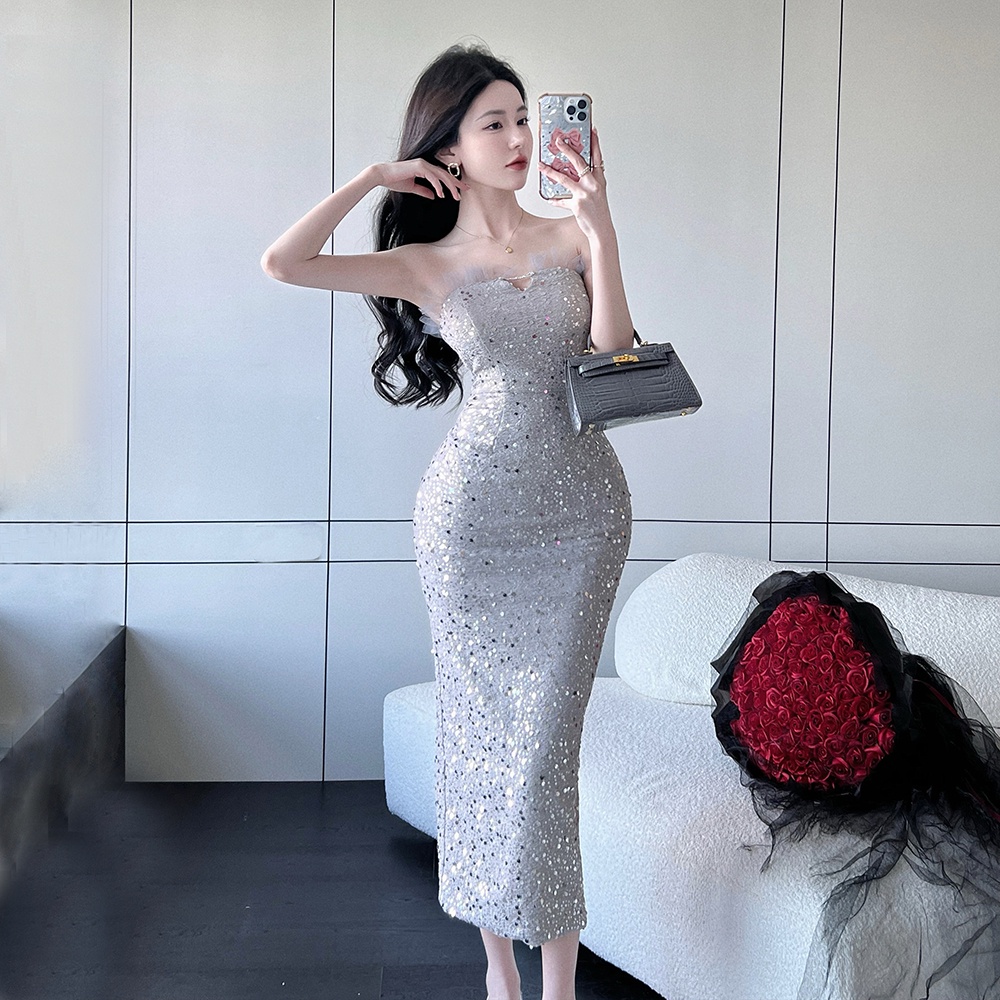 Đầm Ôm Hông Đính Kim Sa Cao Cấp Phong Cách Mới