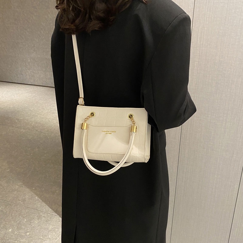 MISCHA Túi Đeo Chéo Vai Hình Vuông Nhỏ Màu Trơn Đơn Giản Thời Trang Hàn Quốc Cho Nữ