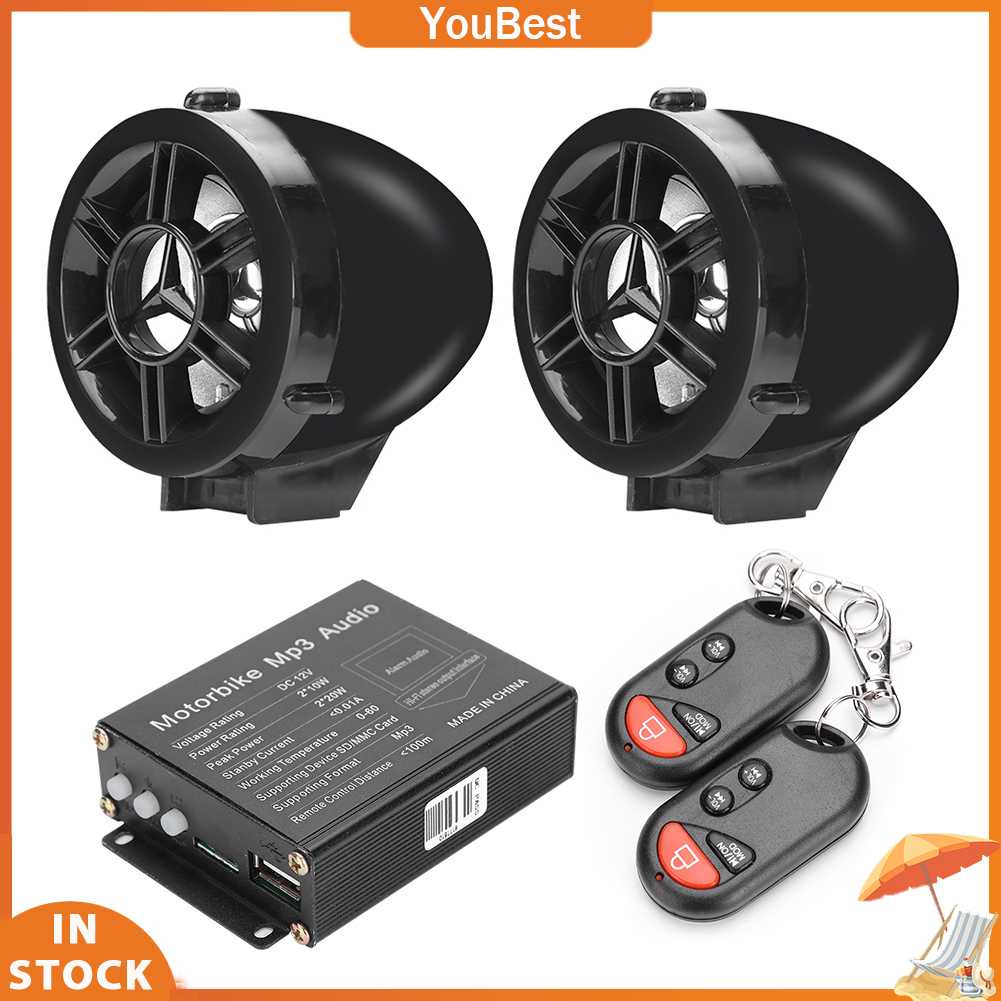 Loa Khuếch Đại Âm Thanh Mp3 Fm Radio Bluetooth Điều Khiển Từ Xa Cho Xe Máy