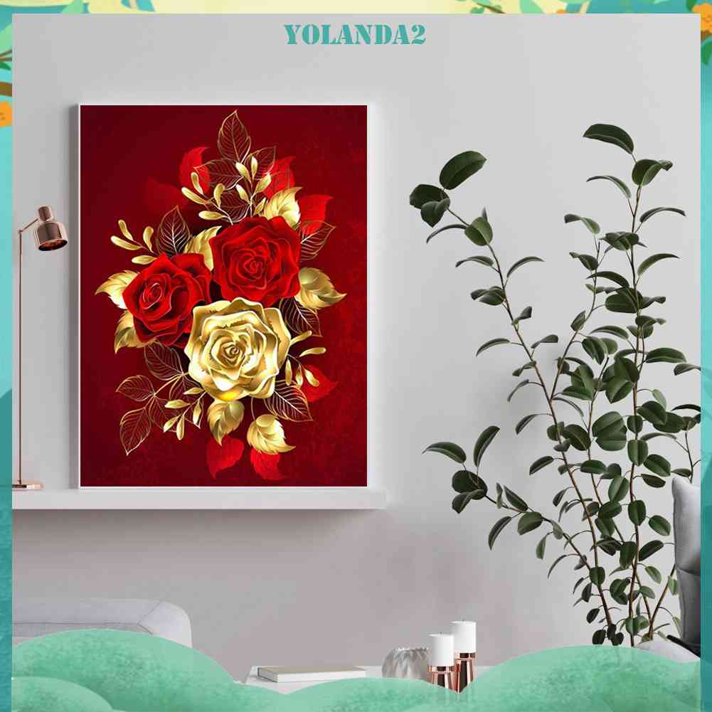 Tranh Đính Đá Kim Cương Toàn Bộ 5D DIY Hình Vẽ Hoa Trang Trí Nhà Cửa