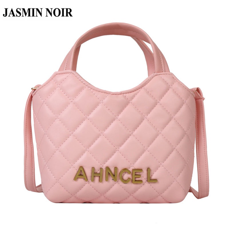 Túi Xách JASMIN NOIR Tote Dáng Vuông Dài Kẻ Sọc Caro Có Dây Đeo Cho Nữ
