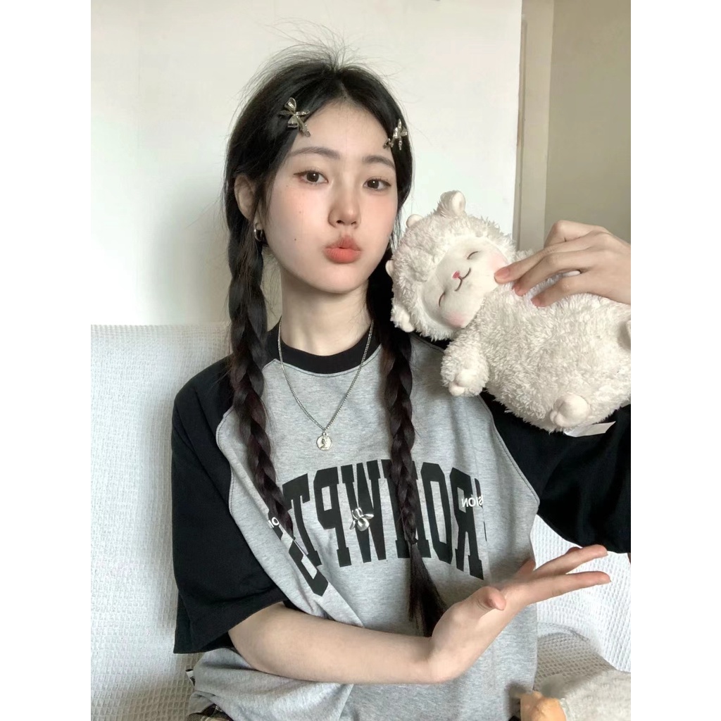 Áo Thun 100% Cotton Tay Ngắn Dáng Rộng In Họa Tiết Hoạt Hình Phong Cách Hàn Quốc Thời Trang Cho Nữ