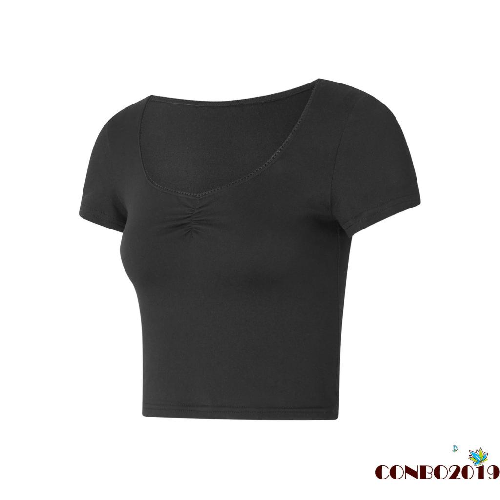 Áo Croptop Tay Ngắn Cổ Vuông Màu Đen Thời Trang Mùa Hè Cho Nữ