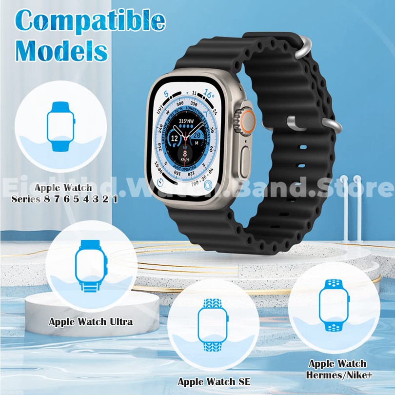 Dây Đeo Đồng Hồ Thông Minh Bằng Silicone Kích Thước 49mm 41mm 45mm 44mm 42mm 40mm 38mm Ultra 8 Pro 7 6 SE 5 4 3 2 1