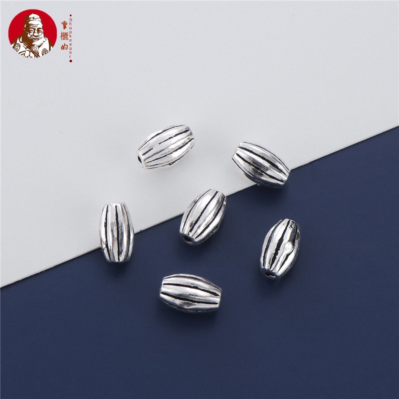 Hạt Xỏ Lỗ Bằng Bạc S925 Họa Tiết Dưa Hấu / Ô Liu Dùng Làm Vòng Đeo Tay DIY