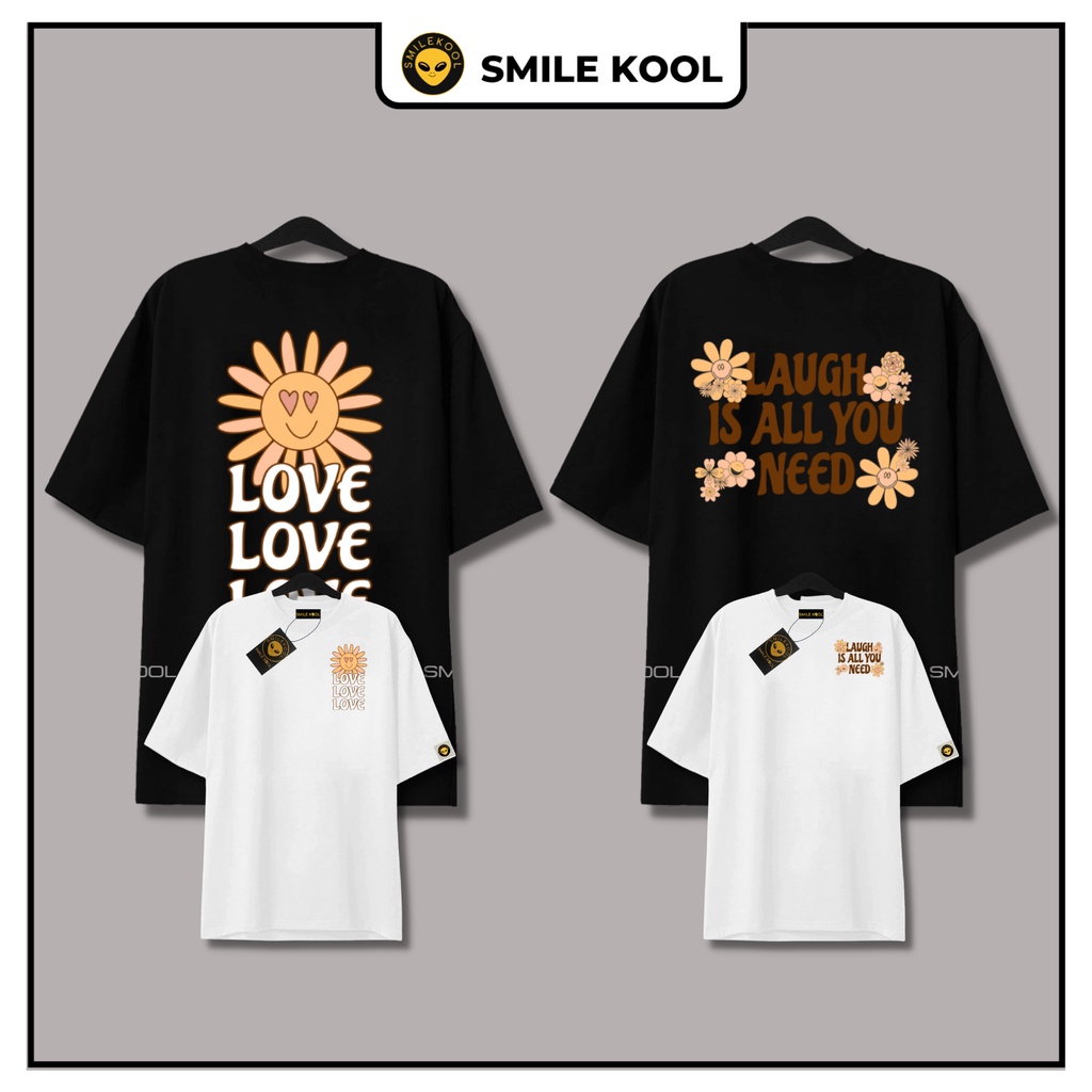 Áo Thun Tay Lỡ Smile Kool , in 2 mặt, Form rộng oversize, unisex nam nữ,chất liệu cotton