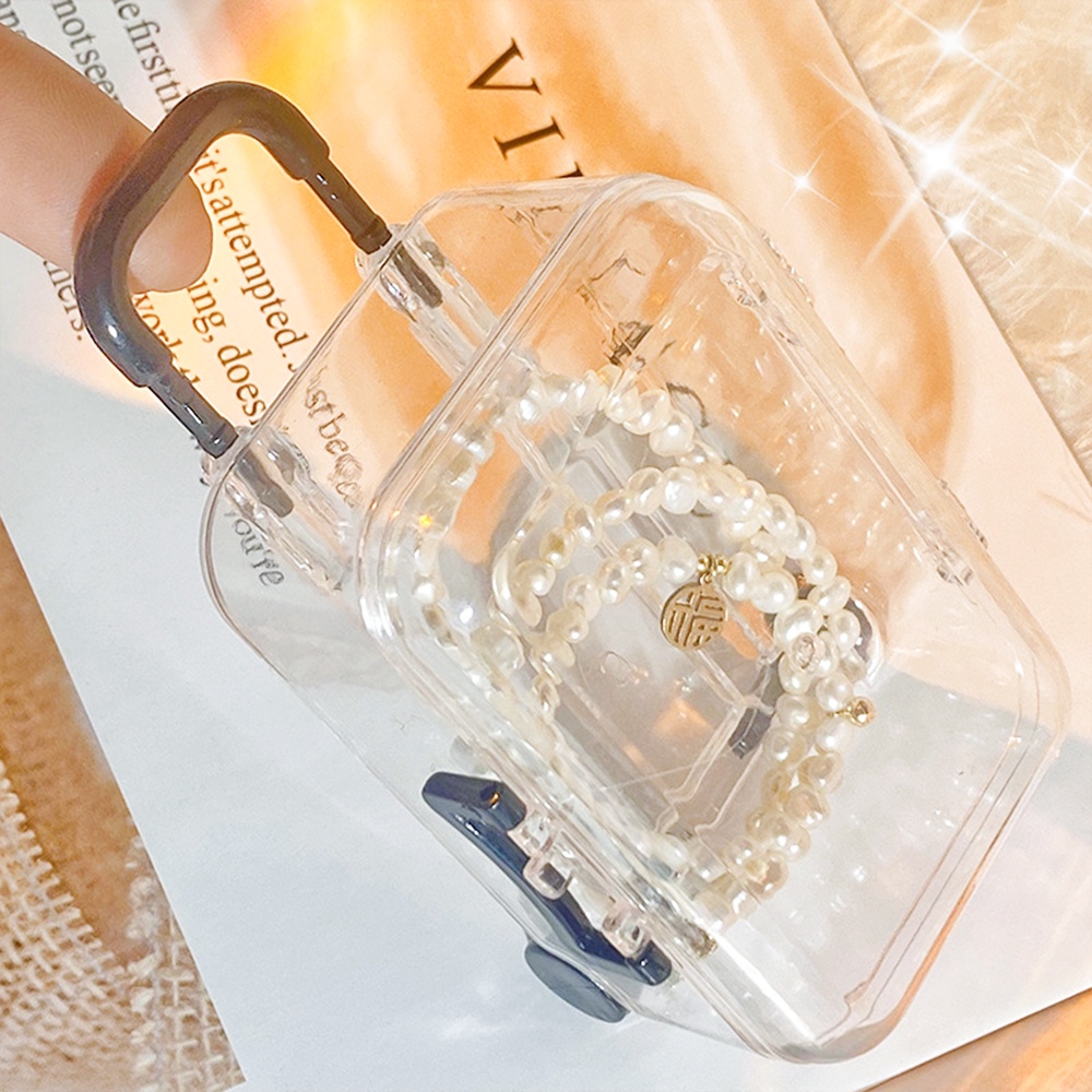 Hộp Đựng Trang Sức Để Bàn Trong Suốt Hình Vali Mini Đơn Giản Sáng Tạo