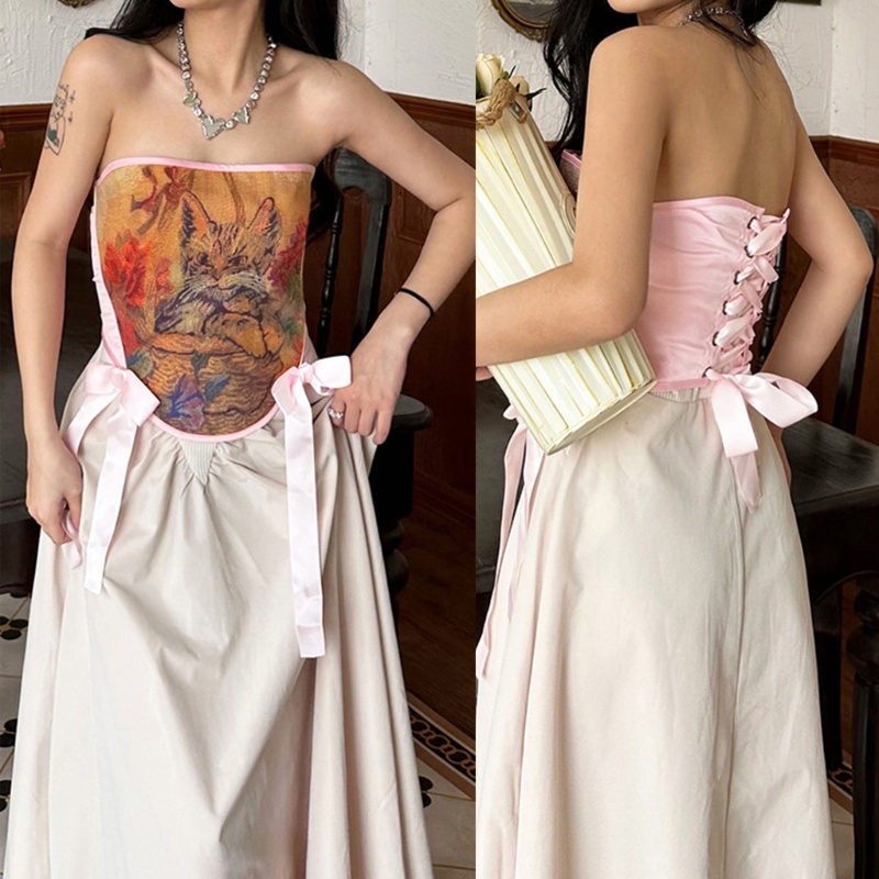 Áo Nịt Ngực Không Tay Thêu Họa Tiết Thời Trang Đường Phố Cho Nữ Y2k