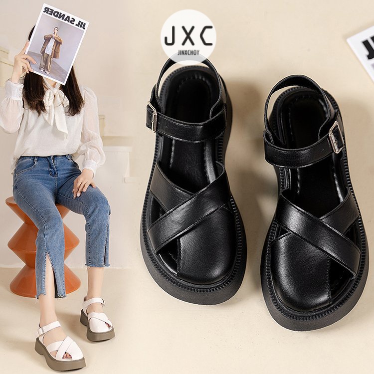 Giày sandal JINXCHOY hở ngón đế dày nhẹ nhàng thoải mái màu trơn phong cách Hàn Quốc mới thời trang cho nữ