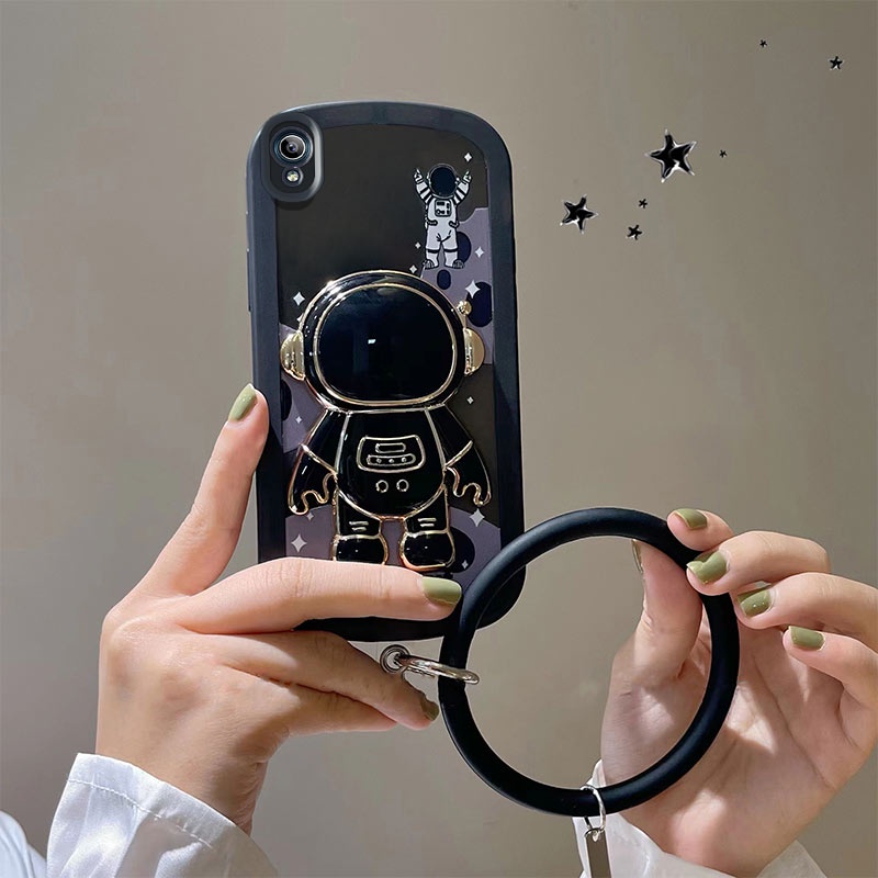 Ốp Điện Thoại Dẻo Họa Tiết Phi Hành Gia Kèm Giá Đỡ Và Vòng Đeo Tay Cho Vivo Y91C Y1S 1820 1929