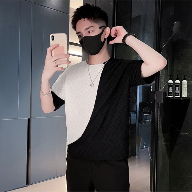 Áo Thun Tay Ngắn Cổ Tròn Màu Trơn Đơn Giản Thời Trang Đường Phố Cho Nam