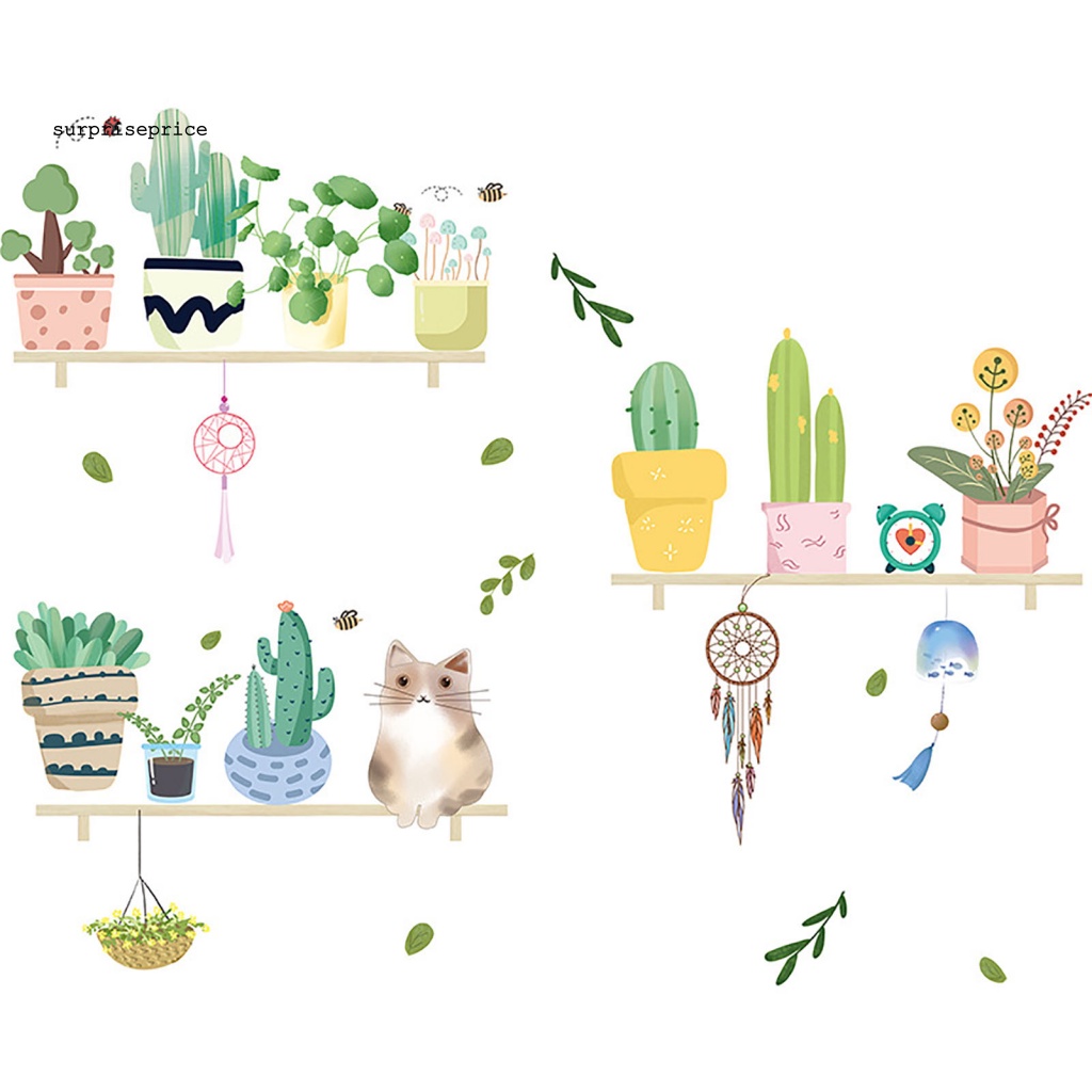 Set 2 Sticker Dán Tường Họa Tiết Mèo Và Cây Dễ Thương Bắt Mắt