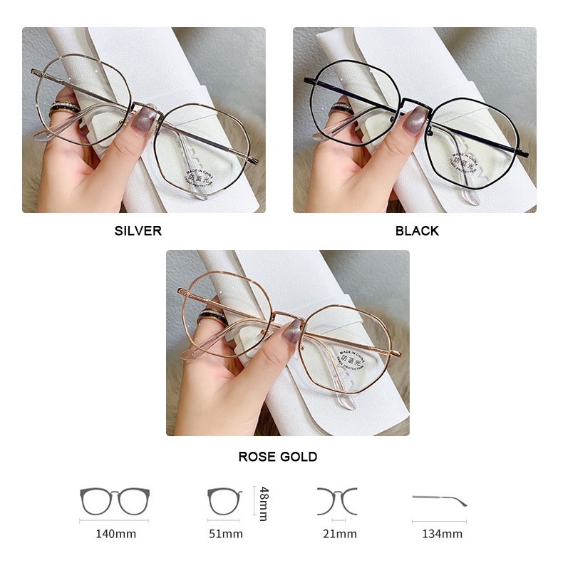 Mắt Kính Gọng Tròn Bằng Kim Loại Chống Tia Bức Xạ Thời Trang Cho Nữ