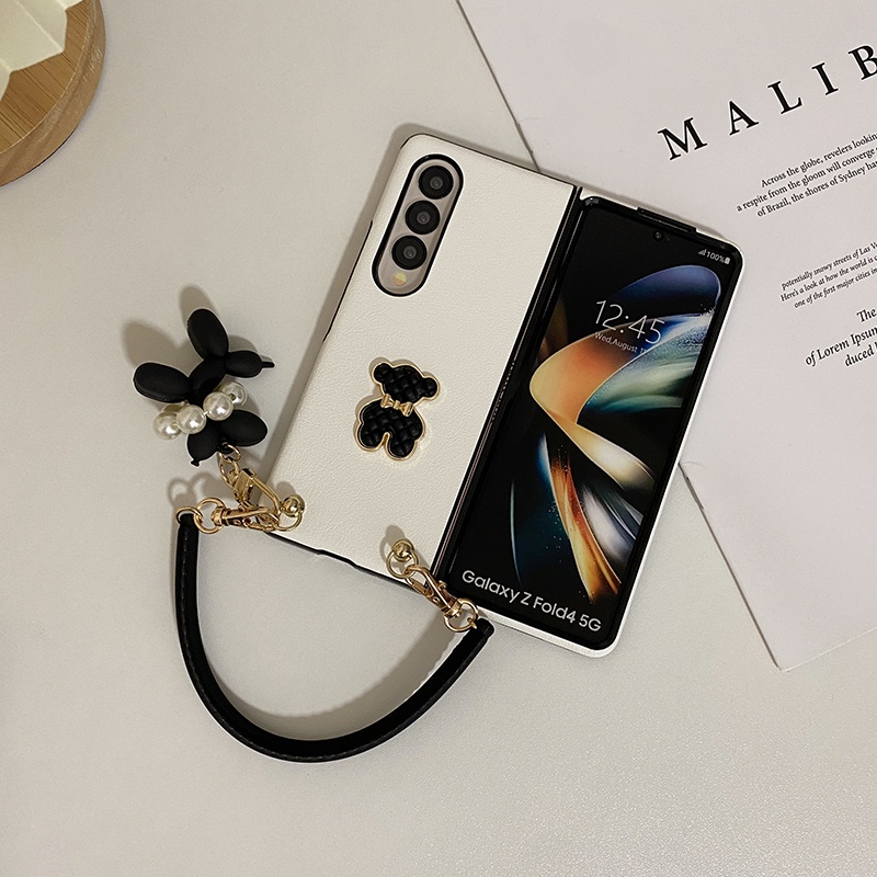 Bao Da Điện Thoại pu Silicon Hình Gấu / Chó Dễ Thương Cho samsung galaxy z fold 5 4 3 2 fold4 fold3 5g Ốp