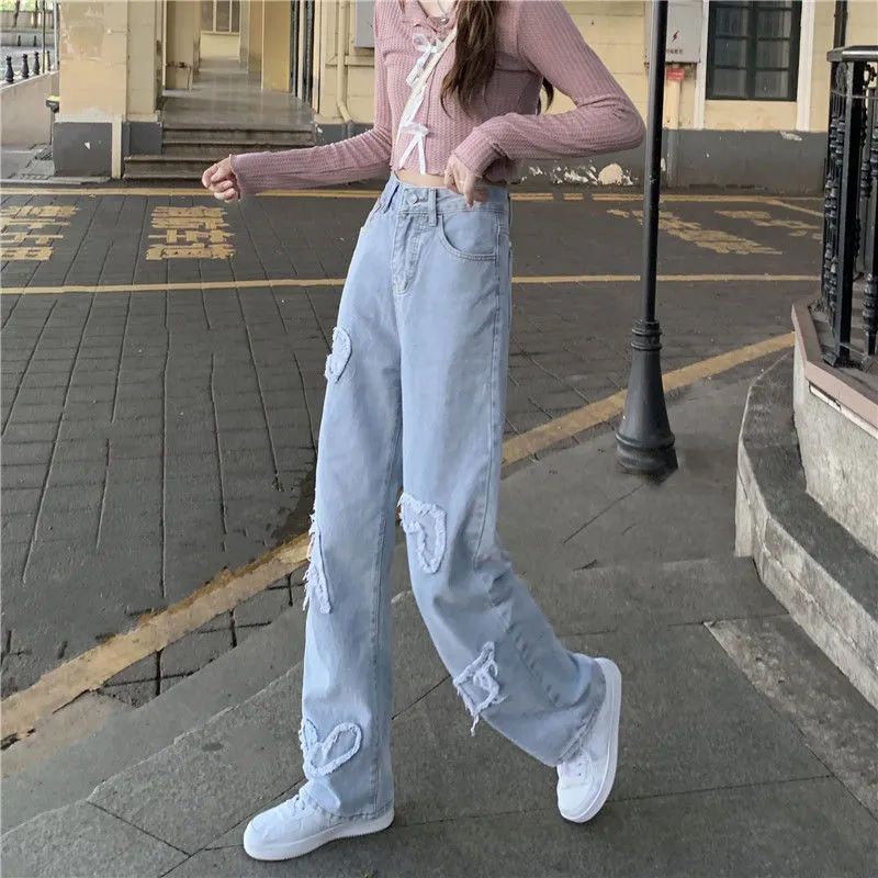 Quần Denim Lưng Cao Dáng Rộng Thiết Kế Mới Thời Trang Mùa Xuân Dành Cho Nữ