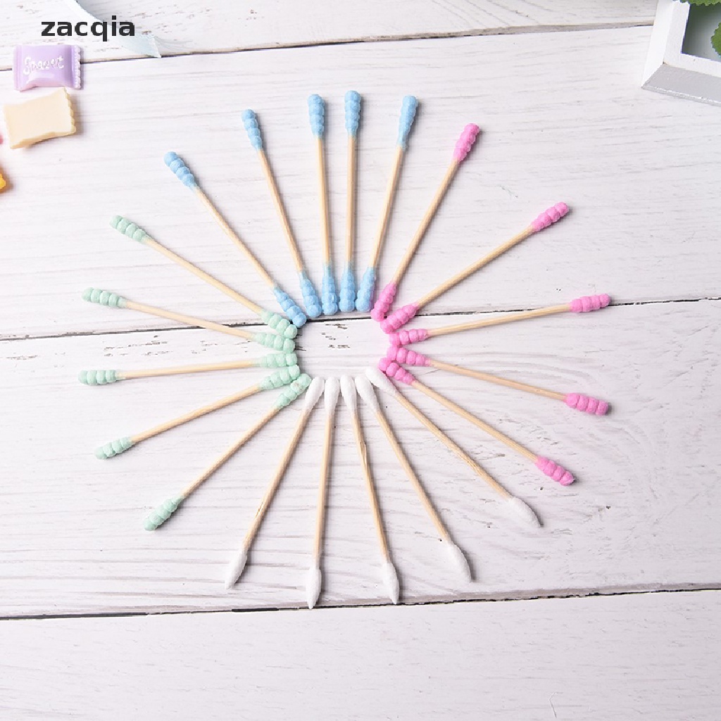 Túi 100 Tăm Bông Cotton Hai Đầu Màu Kẹo Trang Điểm Tiện Dụng