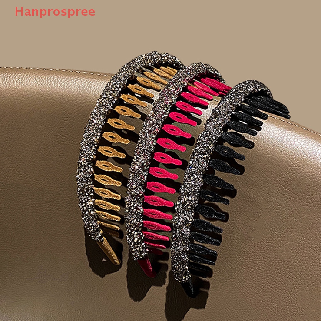 Băng Đô Cài Tóc Bằng Acrylic Đính Đá Chống Trượt Màu Trơn Thời Trang Cho Nữ