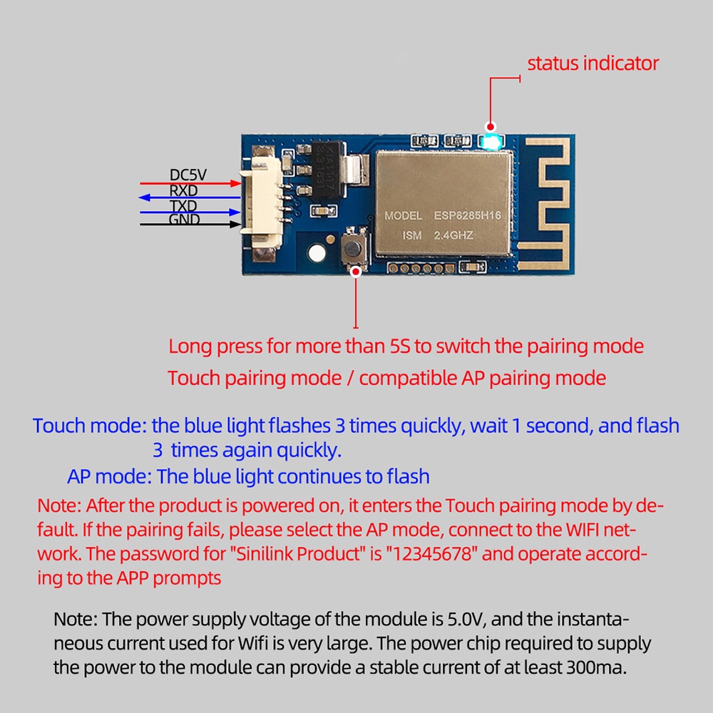 Mô Đun Truyền Tín Hiệu WiFi Không Dây ESP8285 ESP8285 Chuyên Dụng Cho Nhà Thông Minh