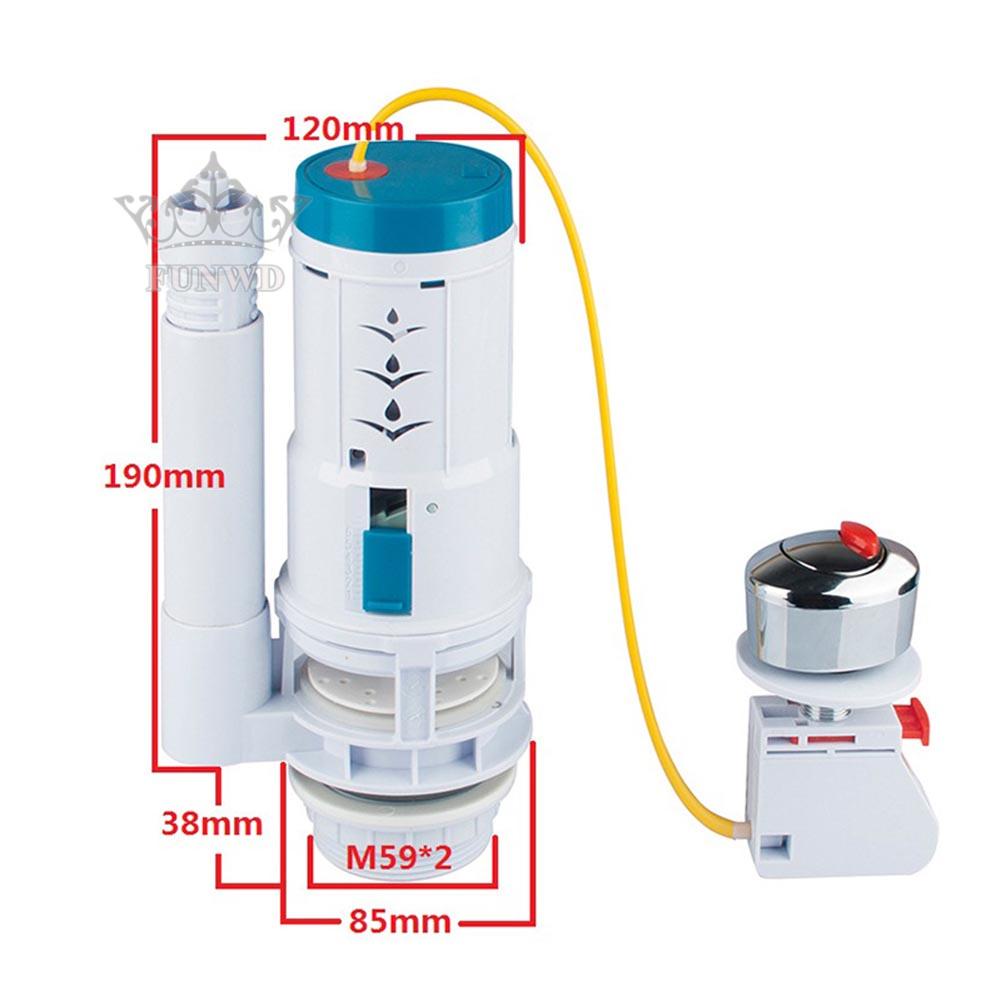 【FUNWD】Toilet Flush Valve Button Cistern Dual Push Flush Siphon Fill Bottom Side Entry