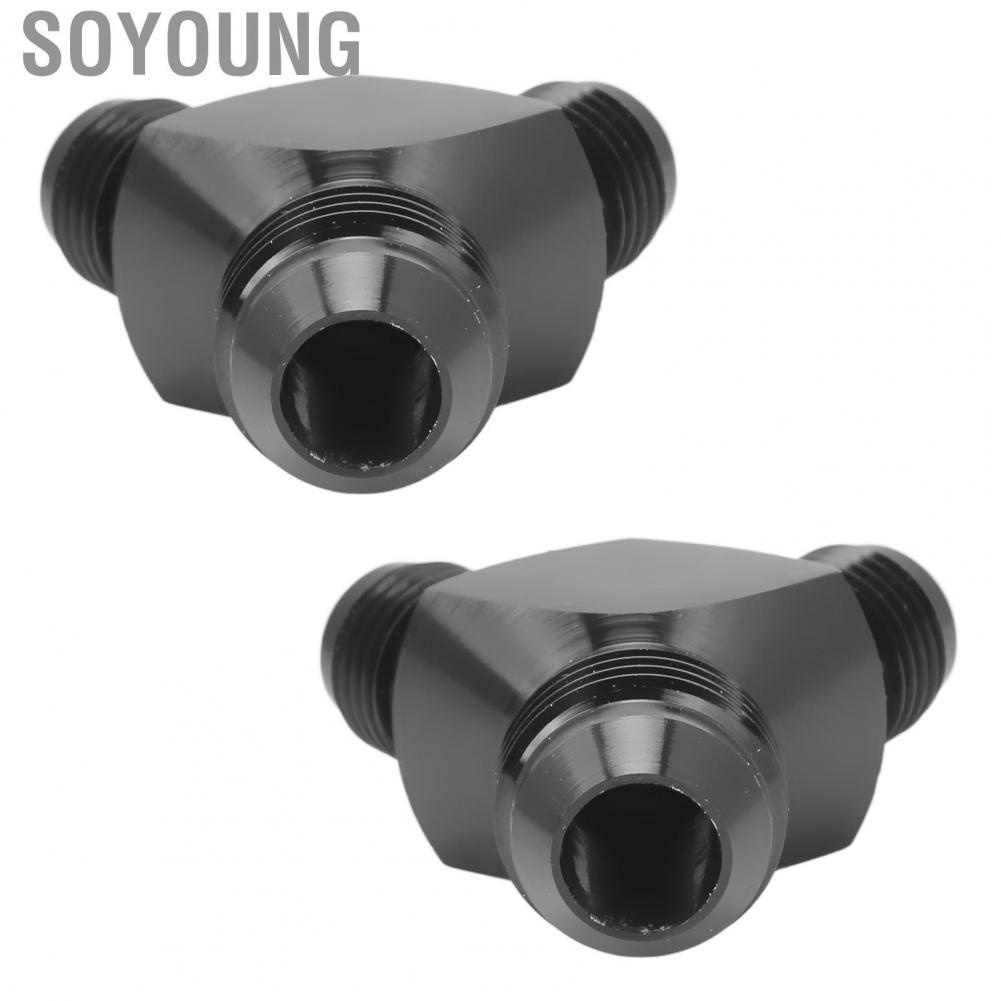 Soyoung Y Block Adapter Fitting  AN8 To 2AN6 2PCS Strong Sealing Black Universal for Fuel Pumps