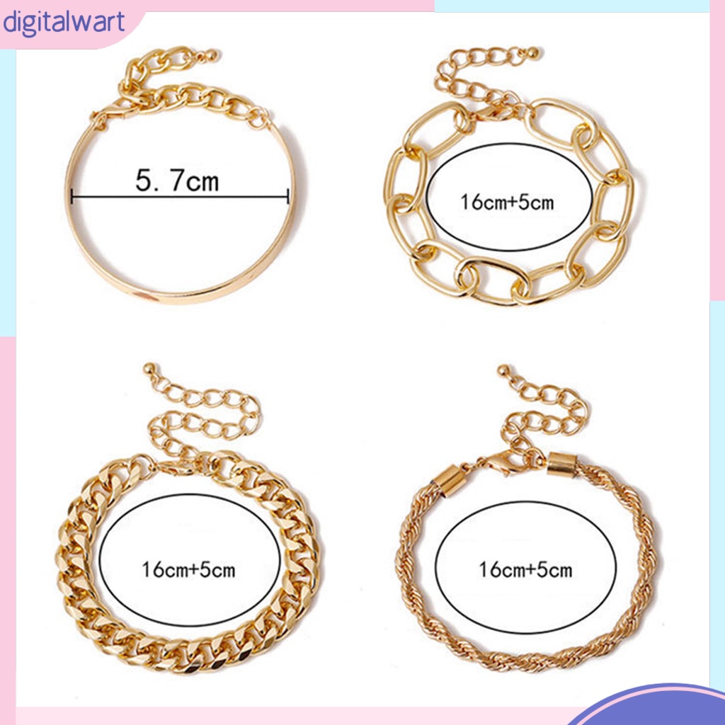 Set 4 Vòng Đeo Tay Mạ Điện Không Phai Phong Cách Vintage Thời Trang Cho Nữ