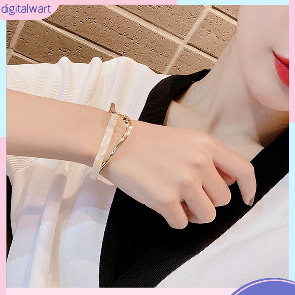 Vòng Tay Hở Đánh Bóng Gương Hai Lớp Dạng Mở Mạ Điện Sáng Bóng Đơn Giản Có Thể Điều Chỉnh Mặc Hàng Ngày [DIL]