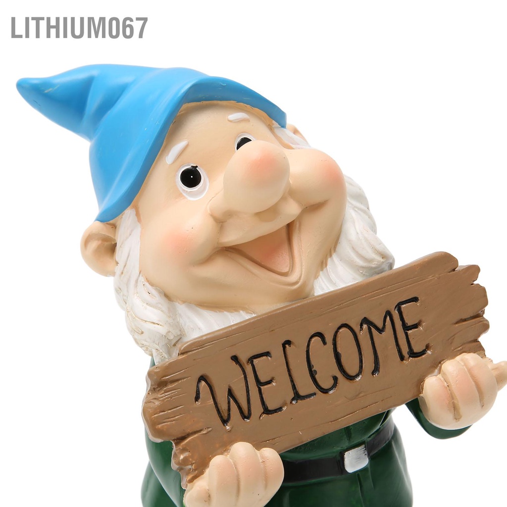 Lithium067 Tượng Gnome chào mừng Chi tiết sống động đáng yêu tinh tế để trang trí sân ngoài trời