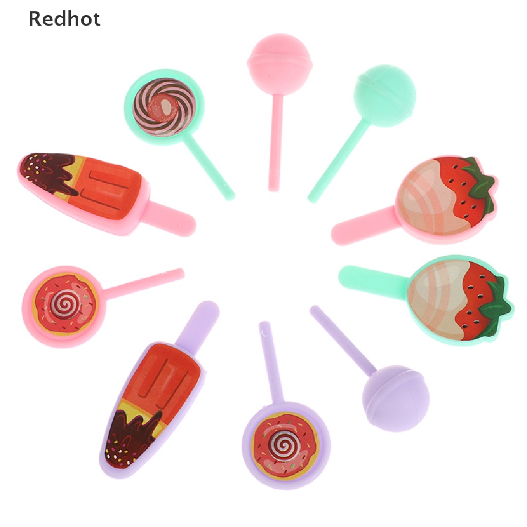 &lt; Redhot &gt; Bộ 10 Món Đồ Chơi Búp Bê Kẹo Mút Tráng Miệng Dễ Thương