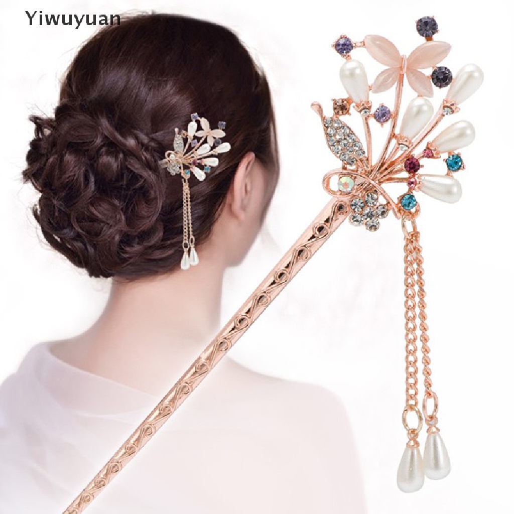 1 Trâm Cài Tóc Kim Loại Đính Đá Phong Cách Trung Hoa Cổ Điển