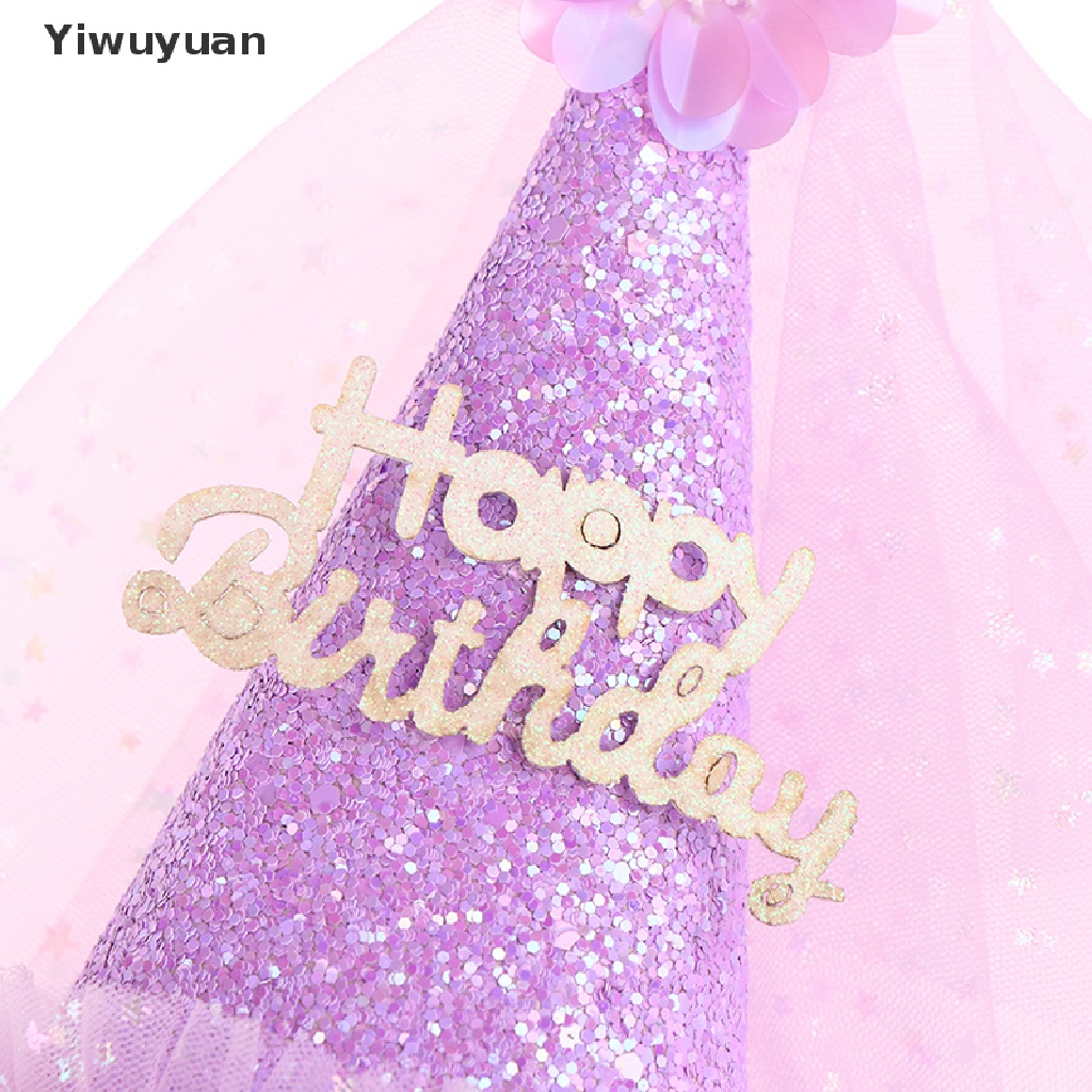 < Yiwuyuan > Mũ Sinh Nhật Đính Kim Tuyến Lấp Lánh Cho Bé Gái Bán Hàng