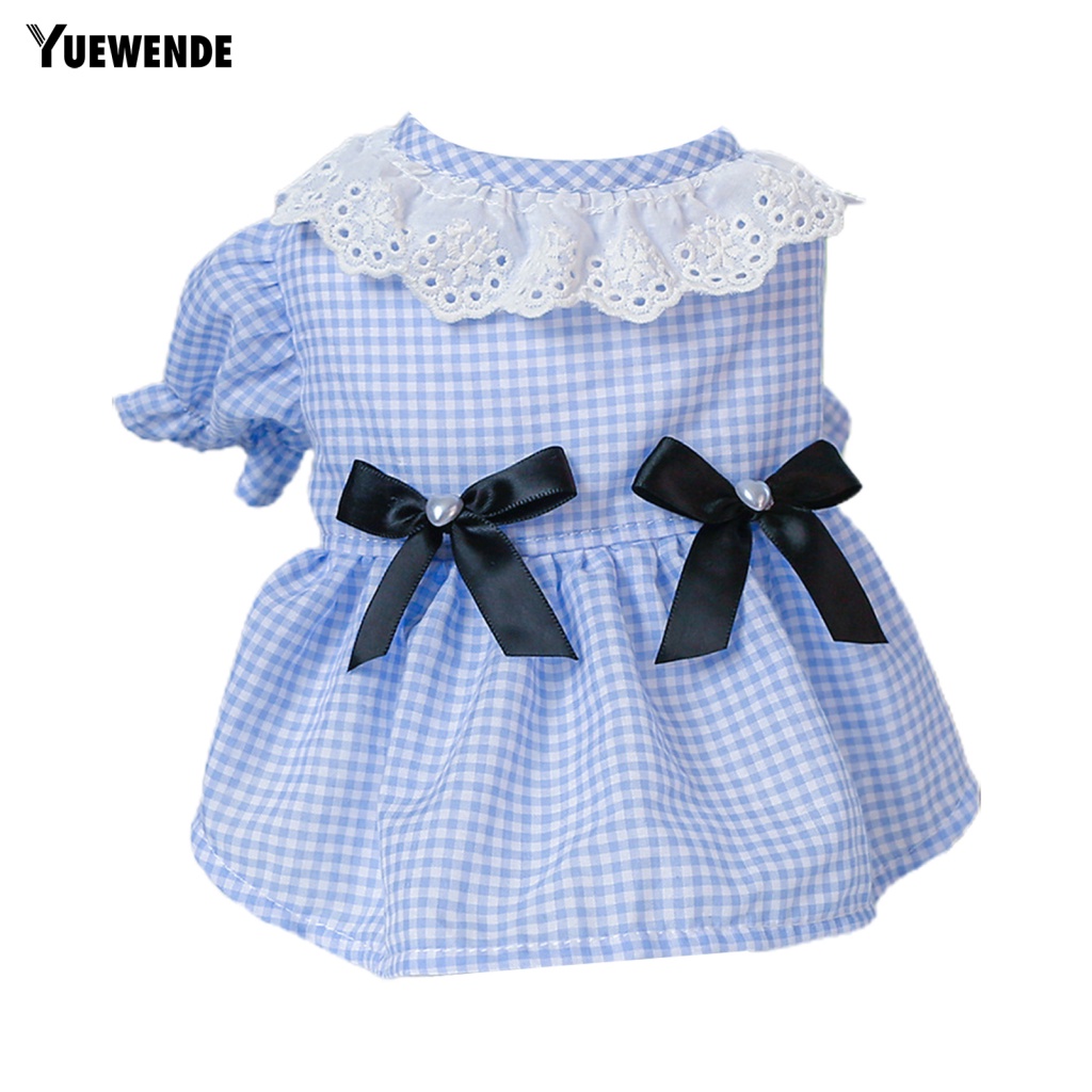 Yue.z Đầm Cổ Tròn Hai Lớp Họa Tiết Kẻ Sọc Đính Nơ Thời Trang Mùa Hè Bắt Mắt Dành Cho Thú Cưng