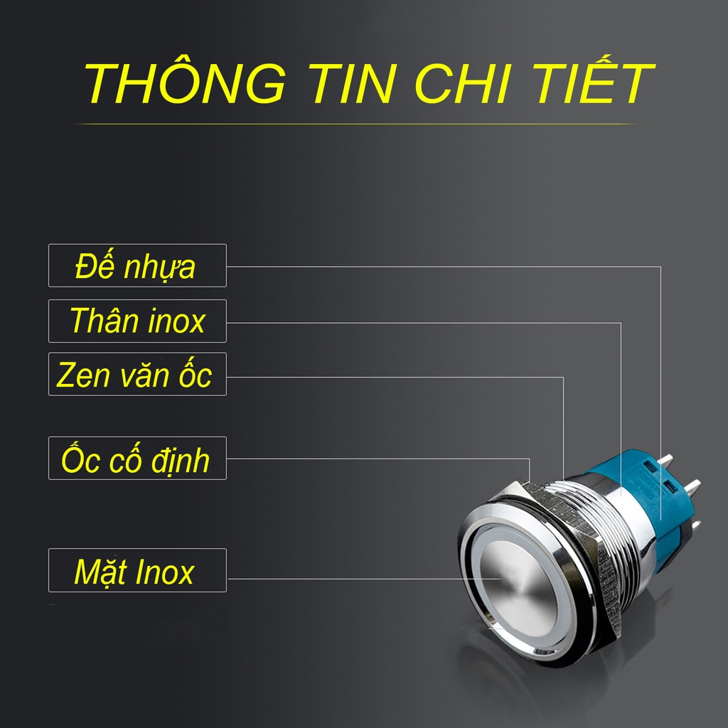 Nút Reset, Exit, Công tắc nhấn nhả tự phục hồi 25mm Loại có đèn LED