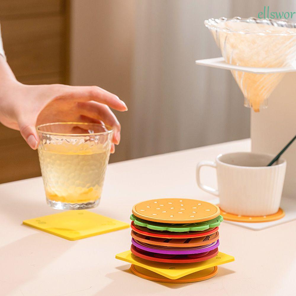 Set 8 Tấm Lót Bàn Ăn Bằng PVC Chống Trượt Hình Hamburger Dễ Vệ Sinh Tiện Dụng