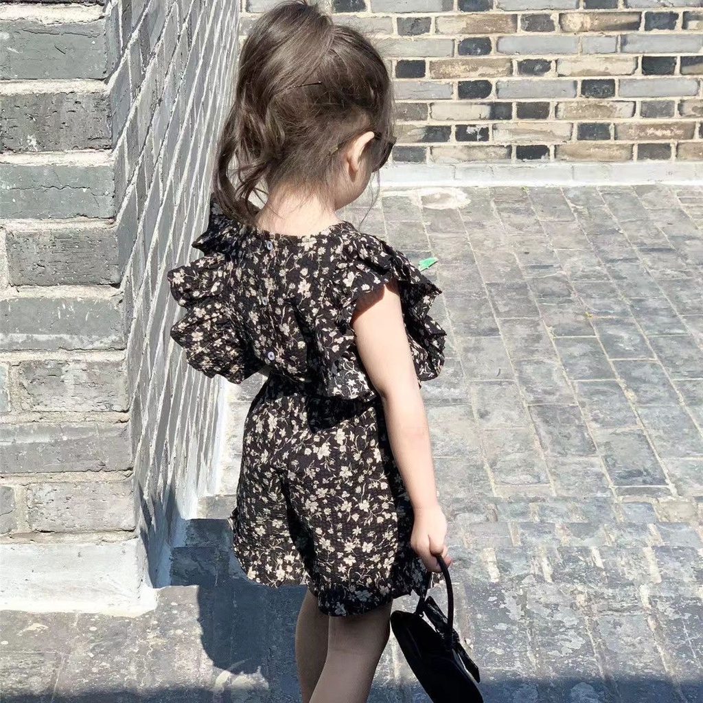 Bộ Đồ Cô Gái Cô Gái Có Hương Thơm Tay Ngắn Của Cô Gái. Bộ Áo Tay Bay + Quần Short Thời Trang Mùa Hè Phong Cách Hàn Quốc Cho Bé Gái