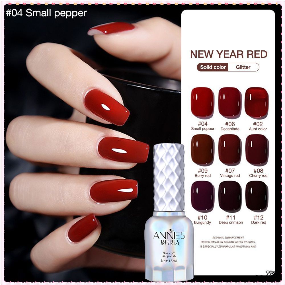 Gel Sơn Móng Tay 15ml Series Màu Đỏ Rượu Vang Đỏ Rượu Vang Có Đèn LED Laser Từ Tính Dùng Để Trang Trí Móng Nghệ Thuật Năm Mới