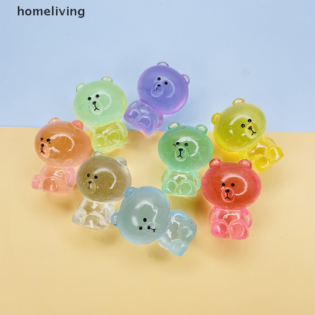 Bộ 6 Gấu Nâu Dạ Quang Ba Chiều Bằng Nhựa Resin Dễ Thương Dùng Trang Trí Diy