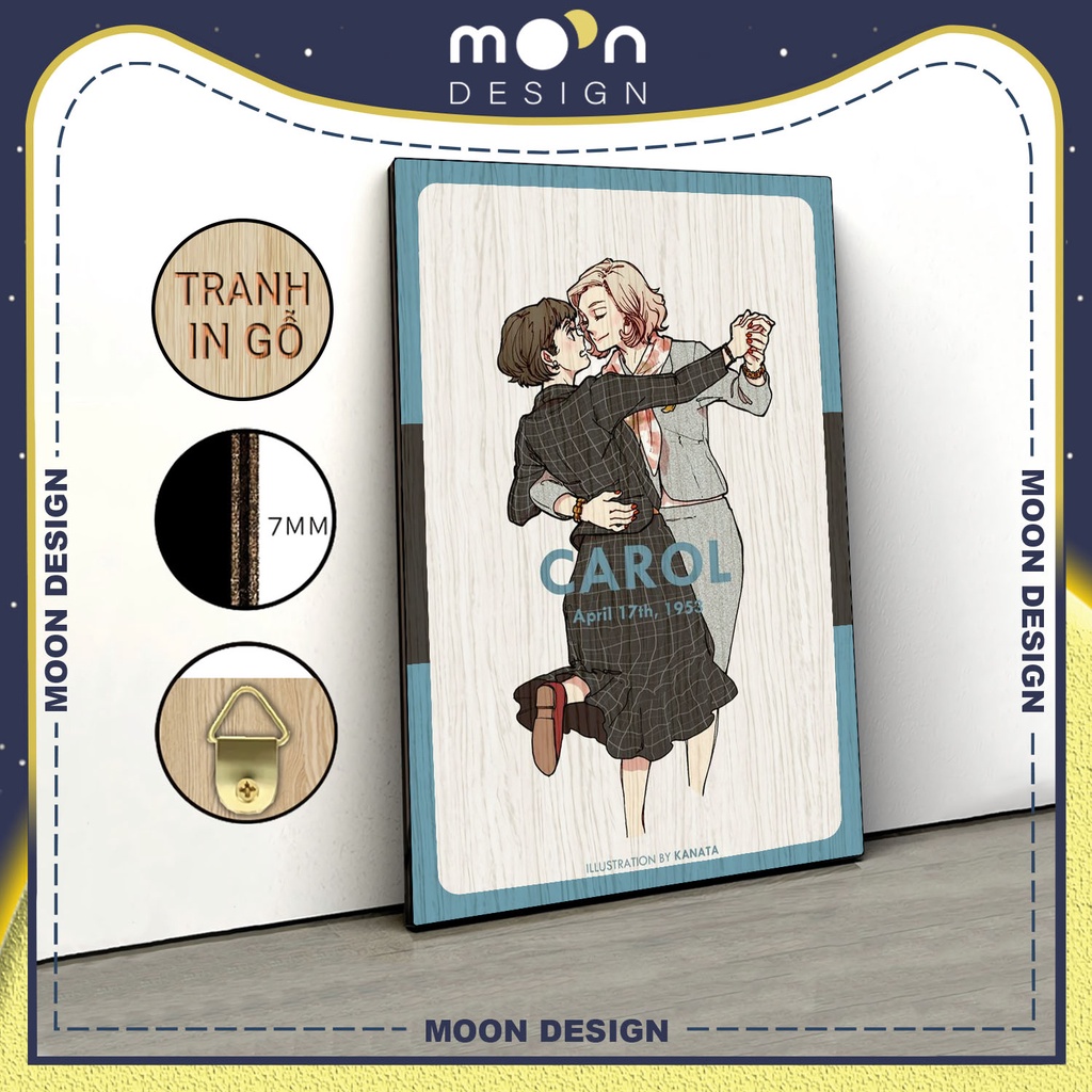 Tranh in gỗ trang trí nội thất Sandra Bullock Carol decor phòng ngủ phòng khách văn phòng