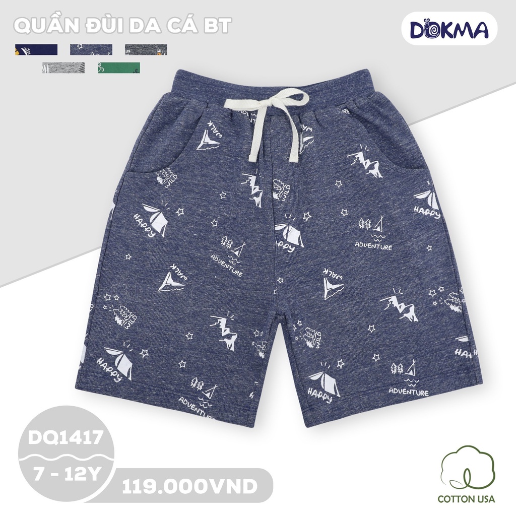 Quần đùi quần ngắn bé trai Dokma - chất cotton dệt da cá mềm mát, co giãn, chống mài mòn