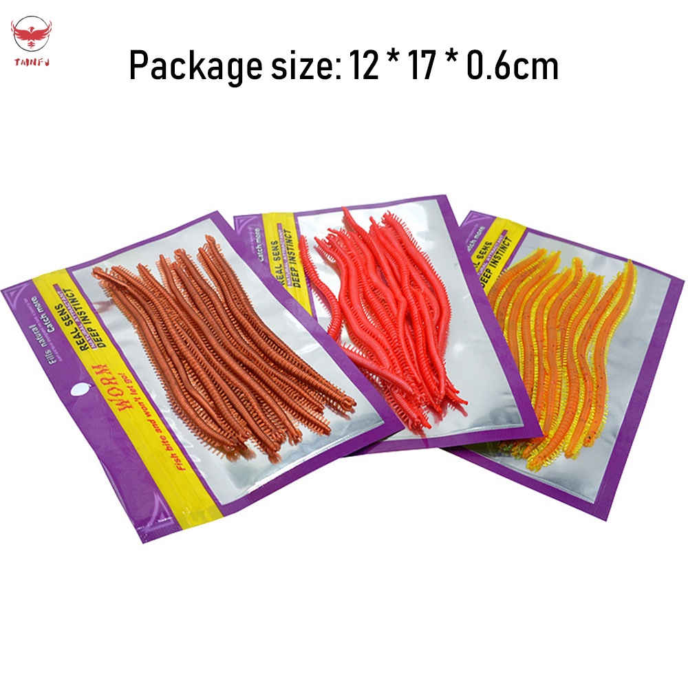Set 10 Mồi Câu Cá Giả Hình Con Sâu Bằng PVC Mềm Siêu Bền Tiện Dụng