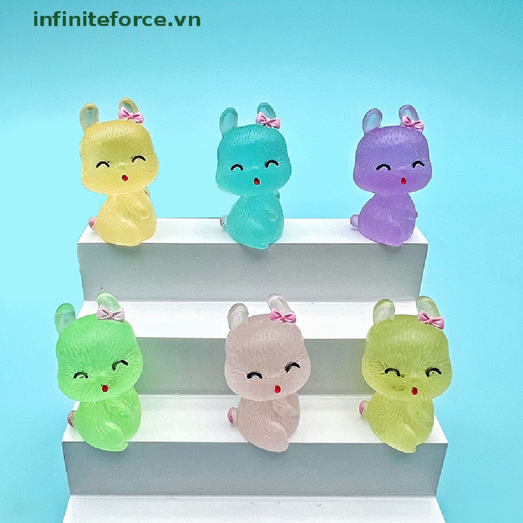 Set 2 Mặt Dây Chuyền Nhựa Hình Thỏ Dạ Quang DIY Dễ Thương Trang Trí Điện Thoại