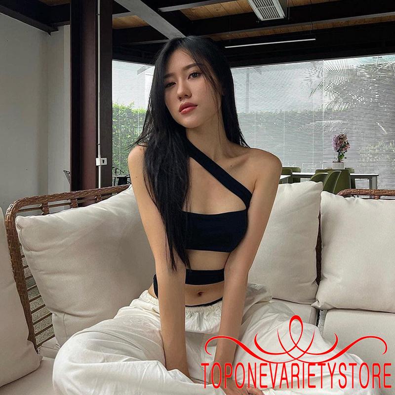 Áo Liền Quần Trễ Vai Màu Trơn Gợi Cảm Cho Nữ