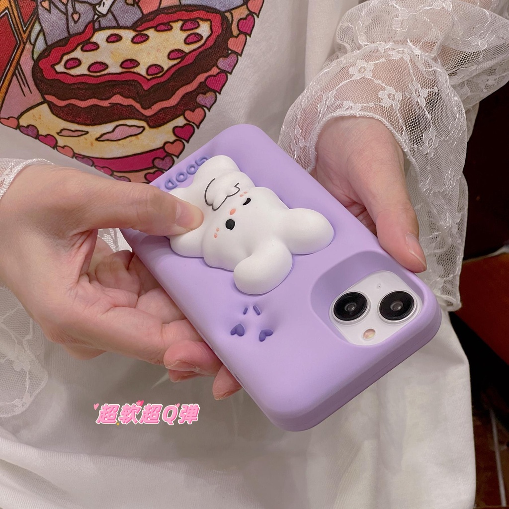 Ốp Điện Thoại tpu Dẻo Họa Tiết Hoạt Hình Chú Thỏ 3D Dễ Thương Cho iPhone 14 13 12 11 Pro MAX