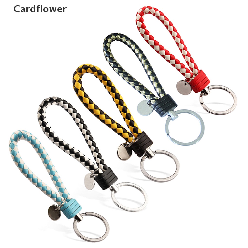 < Cardflower > Móc Chìa Khóa Xe Hơi / Túi Xách Da PU Bện Nhiều Màu Sắc Diy Đa Dạng
